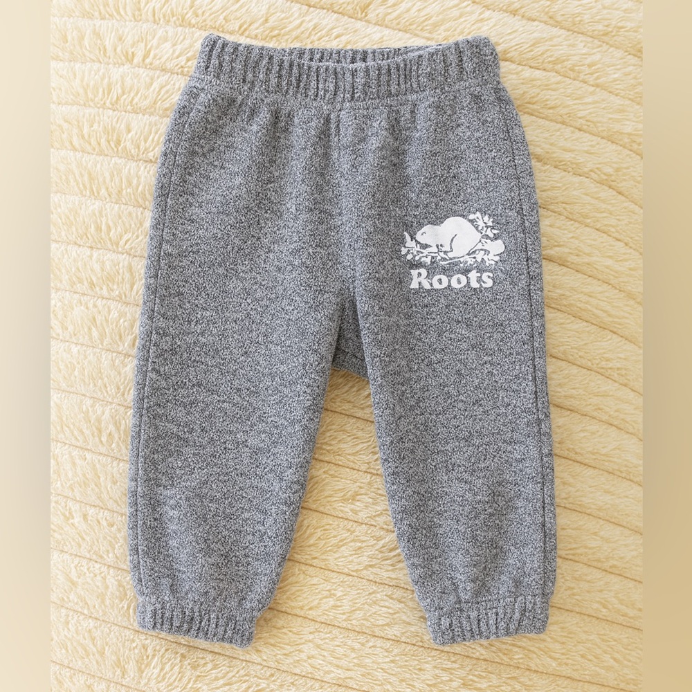 Roots Gray Fleece Joggers with Elastic Cuffs